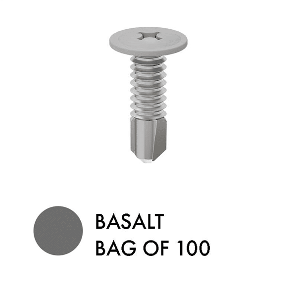 Slat Self Drilling Tek Screws 100 pcs Basalt 10g x 16mm