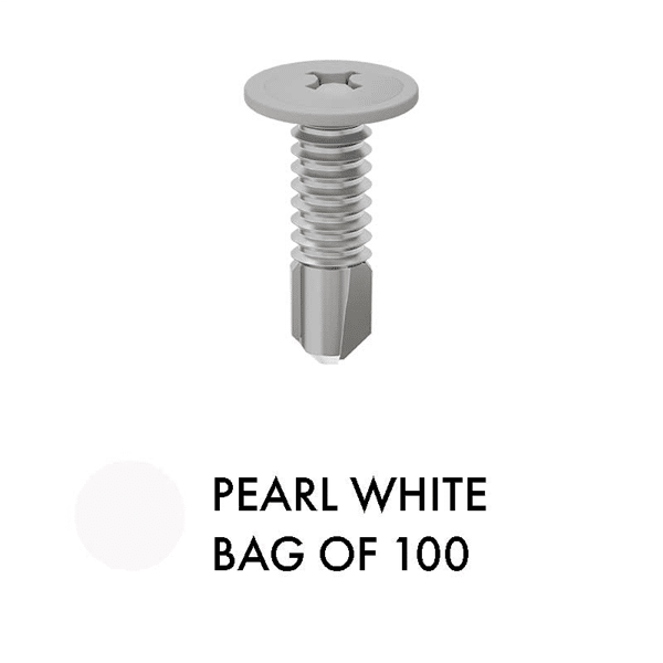 Slat Self Drilling Tek Screws 100 pcs White 10g x 16mm