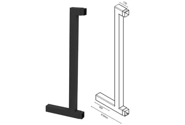 Vertical Gate Stile With Extended Bottom Rail (Suits 1790mm sliding gate)