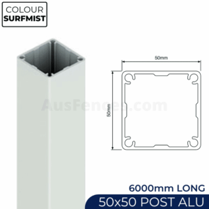 Post - 50x50mm x 6000mm Aluminium Fencing Post - SM