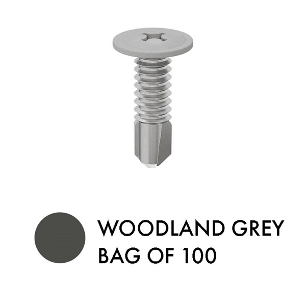 Slat Self Drilling Tek Screws 100 pcs Grey 10g x 16mm