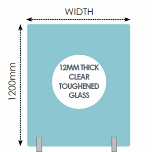 Clear Frameless Glass Panel - No Holes 12mm x 1200mm H