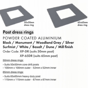 Flat Top Post Dress Ring Mill 50mm x 50mm