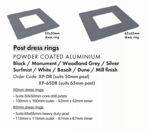 Flat Top Post Dress Ring Mill 50mm x 50mm