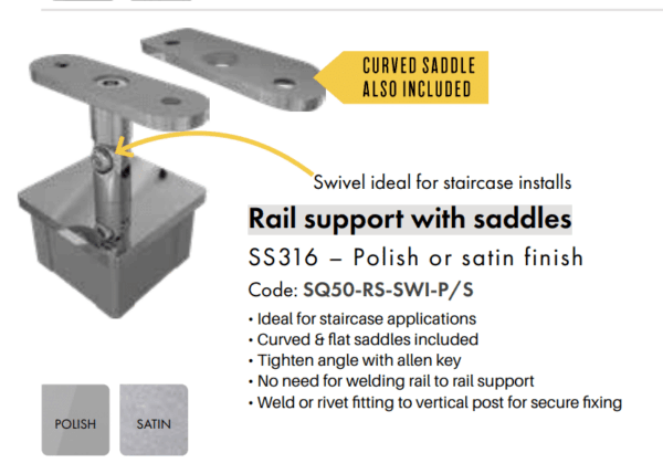 Rail Support with Saddles (Polished)