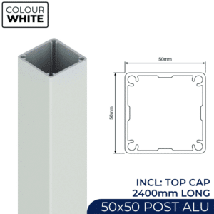 Flat Top Core Drill Post White 50mm x 50mm x 2400L